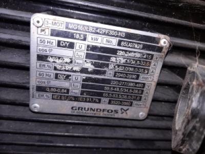 Grundfos MG160LB2-42FF300-H3 háromfázisú villanymotor – 18,5 kW, 400 V