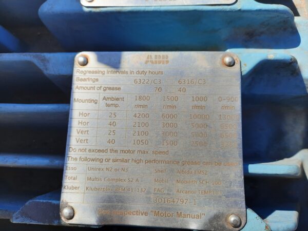 ABB villanymotor (azonosító: 5209) teljesítmény: 355 kW, 1487 fordulat/perc - Image 2
