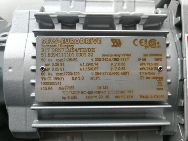 Új Sew hajtómű (azonosító: 5781) teljesítmény: 0,25kW, fordulat: 89 ford./perc - Image 3