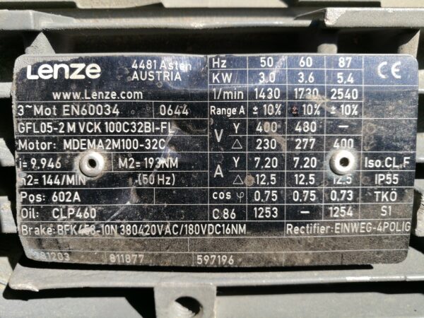 Új Lenze hajtómű (azonosító: 3280) teljesítmény: 3kW fordulat: 143 - Image 6