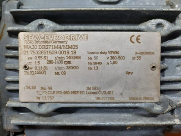 Sew frekvenciaváltós hajtóművek (azonosító: 5079-80-81) Teljesítmény: 0,55kW - Image 4