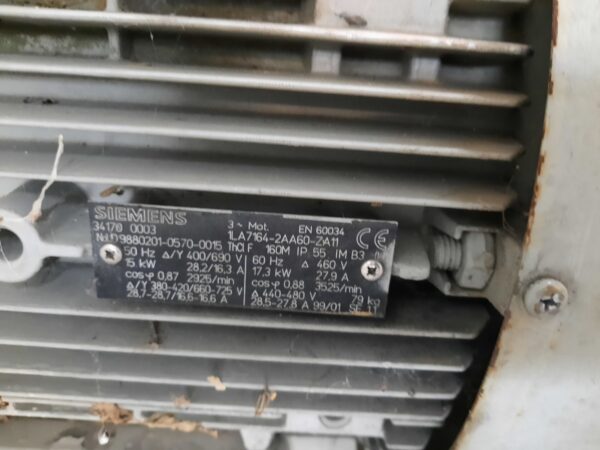 Siemens villanymotor (azonosító:6095) teljesítmény: 15kW, fordulat: 2925 - Image 2