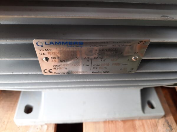 Lammers villanymotor (azonosító: 7327) teljesítmény: 7,5kW, 1455 ford. - Image 3